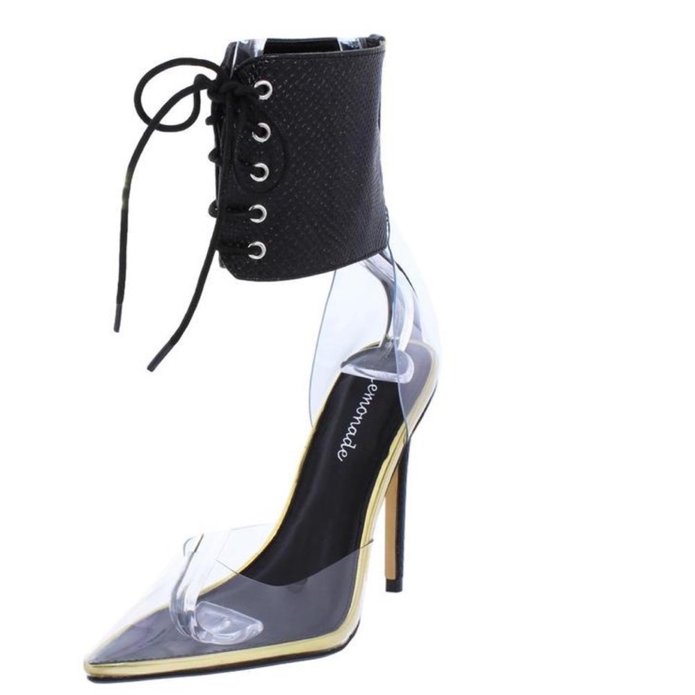 Black clear lace heel